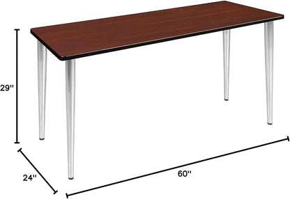 Romig Arco 60 x 24 in. Training Seminar Table- Cherry Top, Chrome Tapered Legs