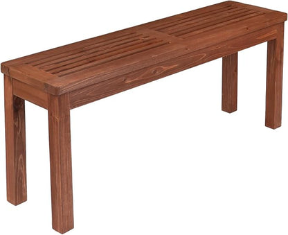 VINGLI Outdoor Wooden Bench, 45” Porch Bench Outdoor Backless Garden Bench, Small Outdoor Bench for Deck Patio Entryway (Brown, 45in)
