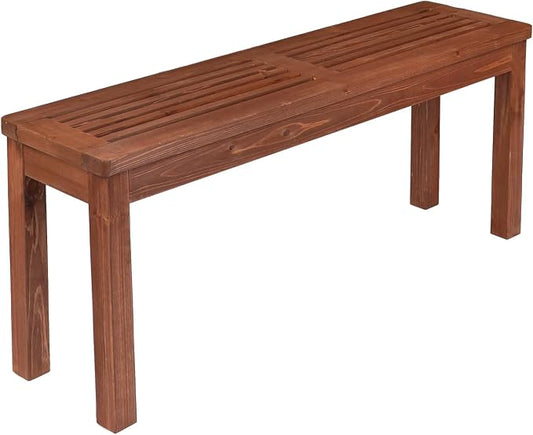 VINGLI Outdoor Wooden Bench, 45” Porch Bench Outdoor Backless Garden Bench, Small Outdoor Bench for Deck Patio Entryway (Brown, 45in)
