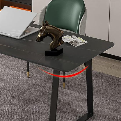 LAKIQ Modern Stone Writing Desk Home Office Working Table Desktop Computer Desk Home Writing Table-Table Only(White,39.4" L x 23.6" W x 29.5" H)