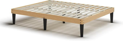 Yumori 12.9 Inch Minimalist Style Full Size Bed Frame, Wood Platform Bed with Wood Slat Support, No Box Spring Needed, Easy Assembly, Natural