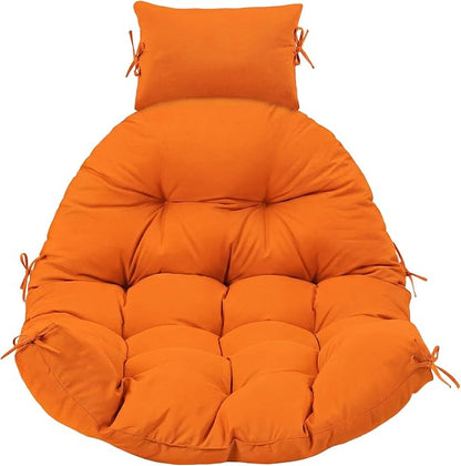 Tudomro Orange Waterproof Egg Chair Cushion with Pillow Filling 2.58 kg Replacement Rocking Wicker Chair Cushion 48" x 32" High Back Hanging Swing Hammock Pad Thicken for Outdoor Patio Garden