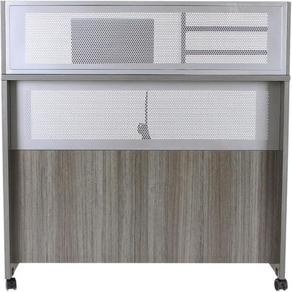 NBF Reception Desk Standing Height Workstation with Mobile Casters for Office Lobby, 48" W x 30" D, Gray, At Work Collection