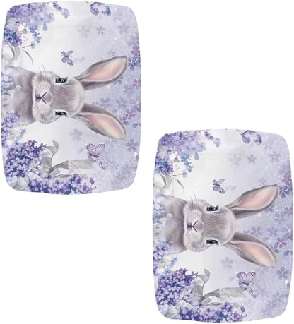 Easter Rabbit Bar Stool Covers Rectangle Set of 2 Stretch Barstool Seat Cover Rectangle Removable Bar Stool Seat Covers Bench Slipcover Vanity Chair Cover