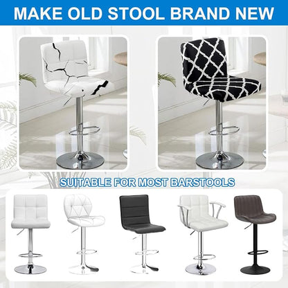Levoberg Bar Stools Cover Set of 2 Printed Armless Swivel Barstools Slipcovers with Backs Stretch Square Counter Height Bar Stools Covers Mid Low Back Chair Cover for Kitchen Dining Room Bar #1