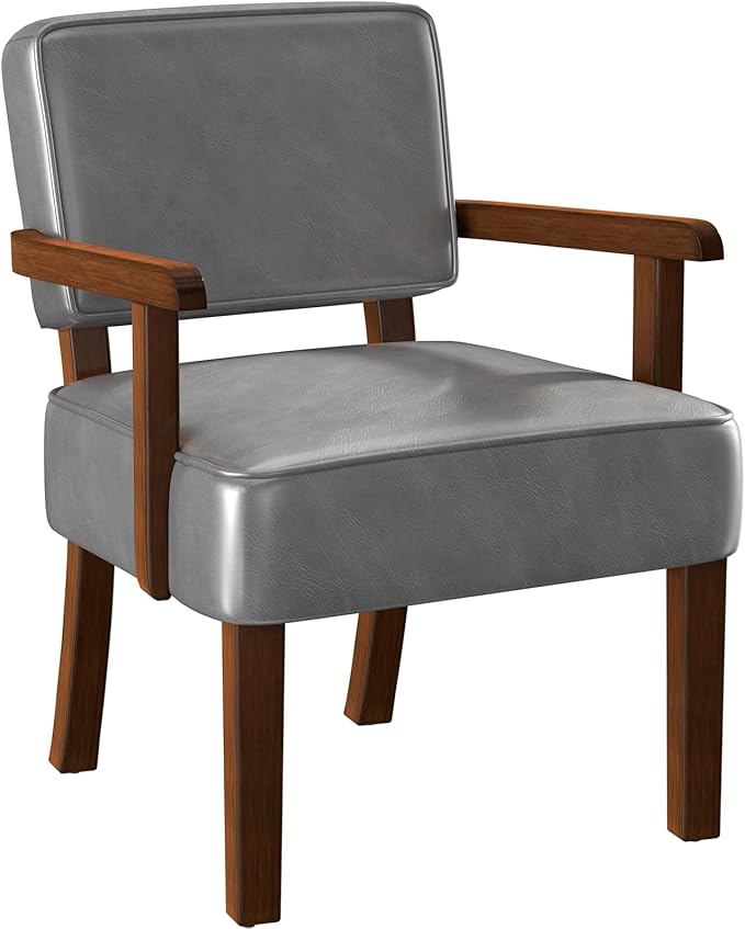 FAGAGA PU Leather Accent Chair, Oversized Living Room Chairs with Soft Seat and Armrests, Armchair for Bedroom, Dinning, Reading, Waiting Rooms