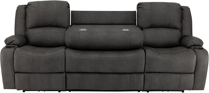 RecPro Charles 94" Powered Triple RV Wall Hugger Recliner | Drop Down Console | RV Furniture with Upgraded 2023 Fabric (Gunmetal)