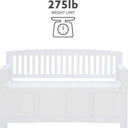 Cynthia White Storage Bench with Flip-Top Lid and Hidden Storage Space by Linon
