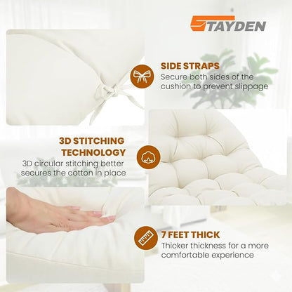 Egg Chair Cushion Replacement Outdoor Hanging Chair Cushion for Patio Furiture Hammock Swing Cushion 47x35x6 Inches (White)