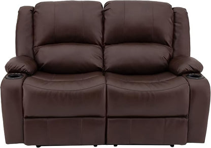 RecPro Charles 58" Powered Double RV Wall Hugger Recliner Sofa RV Loveseat with Upgraded 2023 Fabric (Mahogany)