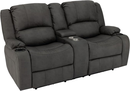 RecPro Charles 67" RV Wall Hugger Reclining Sofa | Gunmetal