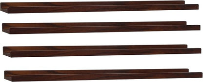 Long Floating Shelves Set of 4,Wood Picture Shelf for Wall with Ledge,Photo Frames Display Shelves Wall Mounted Rustic for Living Room Bedroom Kids Nursery,Home Decor Dark Walnut (36 Inches )