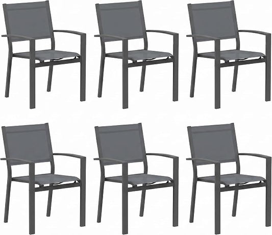 Heavy-Duty Metal Patio Chairs Set of 6, Outdoor Patio Chairs with Breathable Quick-Drying Textilene, Outdoor Chair with 110° Ergonomic High Backrest for Porch, Patio, Garden, Deck, Backyard