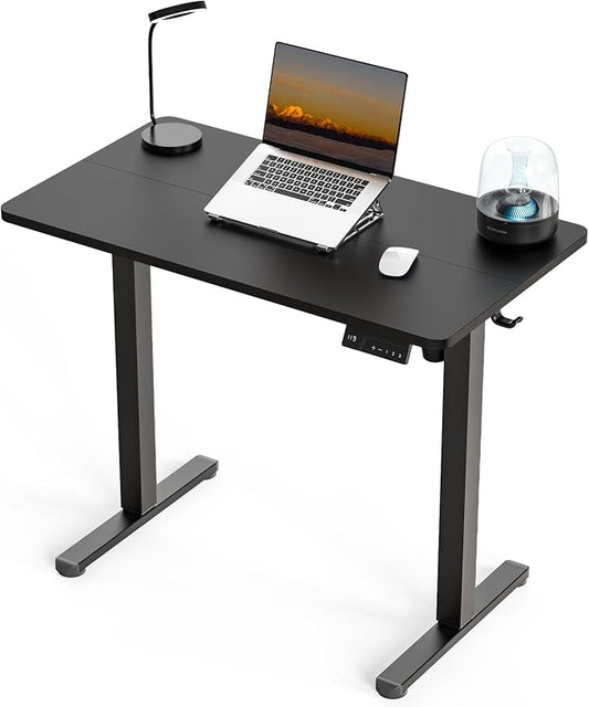 35" x 20" Electric Standing Desk, Compact Height Adjustable Desk for Small Spaces, Small Ergonomic Sit Stand Workstation for Home Office Bedroom Apartment (Classic Black)