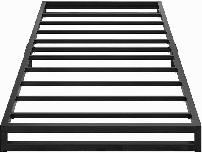 Lutown-Teen 4 Inch Twin Size Bed Frames Heavy Duty Metal Twin Platform Bed Frame No Box Spring Needed, Noise Free, Easy Assembly, Black