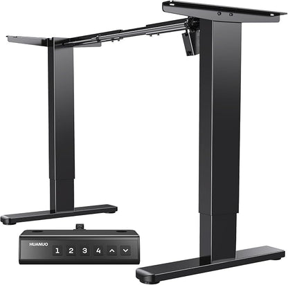 HUANUO Standing Desk Frame with 220lbs Powerful Brushless Motor, Thick T-Shaped Adjustable Desk Legs Made of Automotive-Grade Steel, for Max 75″ x 35″ Desktop, for Home Office, Black Frame Only