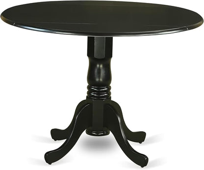 East West Furniture DLT-BLK-TP Dublin Modern Kitchen Table - a Round Dining Table Top with Dropleaf & Pedestal Base, 42x42 Inch, Black