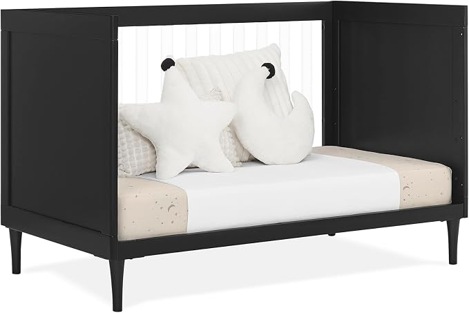 Delta Children Bowie 4-in-1 Convertible Acrylic Crib - Greenguard Gold Certified, Black Ebony