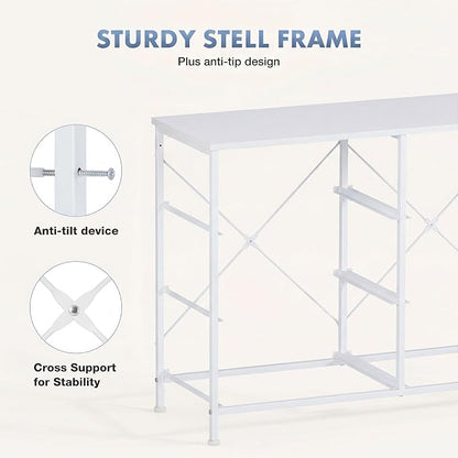 DUMOS White Bedroom Dresser for Closet, Fabric Dresser, Chest of 6 Drawers | Storage Organizer, Small Space TV Stand for Living Room, Anti-tip and Wooden Top, Home Furniture, Hallway