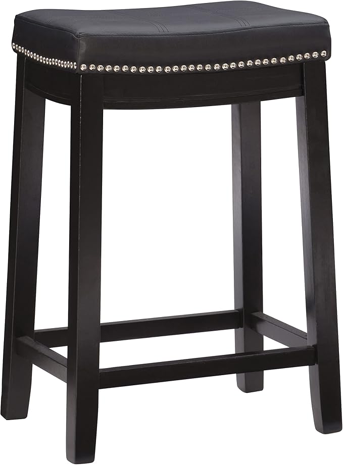 Linon Claridge Counter Stool, Black, 26" x 18" x 12.75"