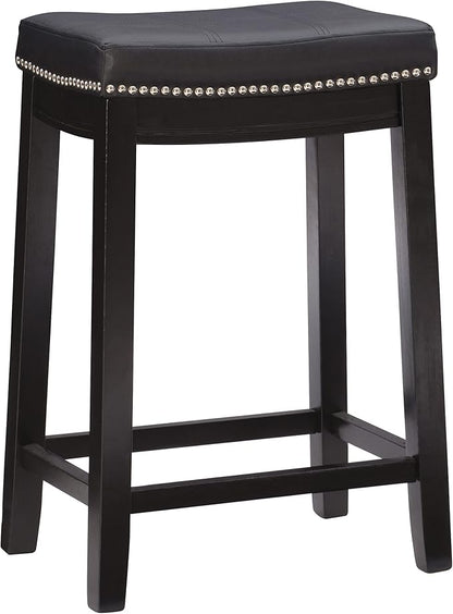 Linon Claridge Counter Stool, Black, 26" x 18" x 12.75"