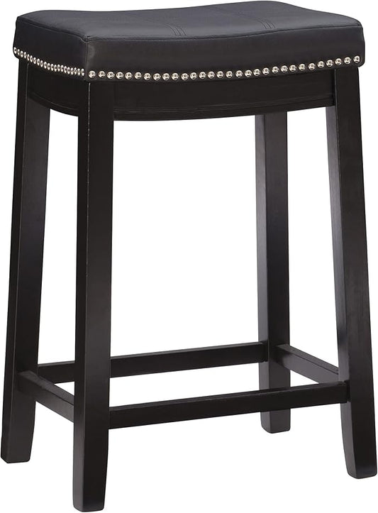 Linon Claridge Counter Stool, Black, 26" x 18" x 12.75"