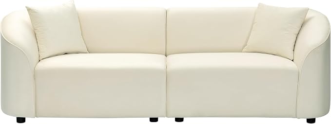 Merax 87" Large Couch, Comfy Upholstered Loveseat with Extra Deep Seats, Velvet Sofa for Living Room Apartment Office, Beige