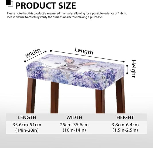 Easter Rabbit Bar Stool Covers Rectangle Set of 2 Stretch Barstool Seat Cover Rectangle Removable Bar Stool Seat Covers Bench Slipcover Vanity Chair Cover