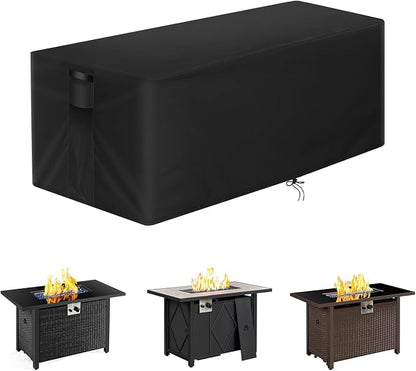 POMER Fire Table Cover Rectangular, 52 in Propane Fire Pit Cover Outdoor Waterproof Rectangle Gas Fireplace Firepit Cover - 52x34x24 inch