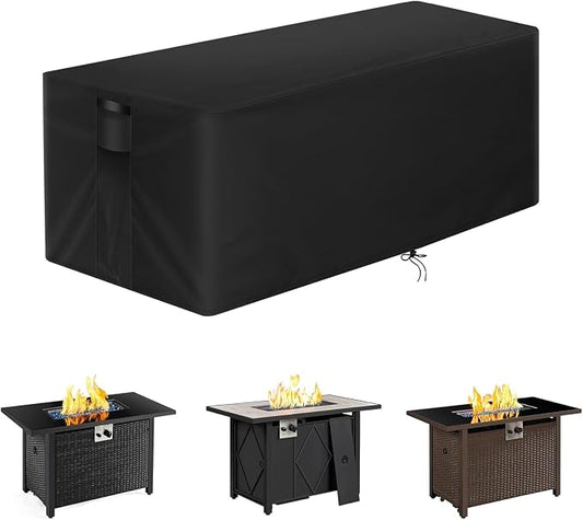 POMER Fire Table Cover Rectangular, 52 in Propane Fire Pit Cover Outdoor Waterproof Rectangle Gas Fireplace Firepit Cover - 52x34x24 inch