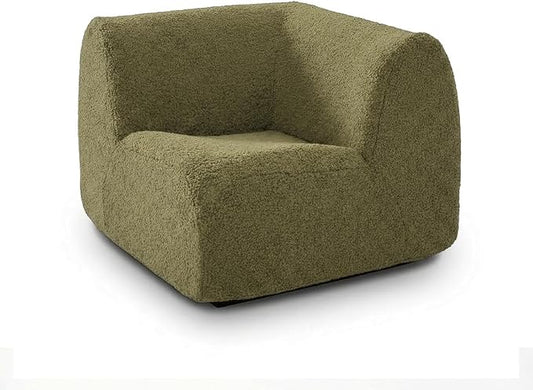 Sofa Corner Modular, Modern Boneless Sofa with Deep Seat, Sherpa Boucle Cloud Couch for Living Room, Cozy Teddy L-Shaped Couches, No Assembly, Green, Sofa Corner Modular