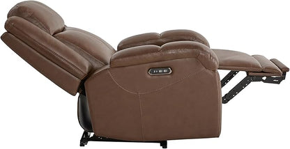 Watson & Whitely Oversized Genuine Leather Power Recliner Chairs for Big and Tall, Wall Hugger Recliner with Power Headrest & Charging Ports, Extra Large Reclining Chair for Living Room, Cafe