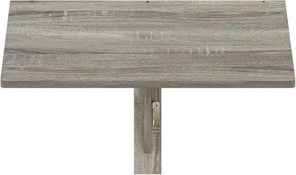 Furinno Hermite Grey Folding Table, Wall Mount Floating Table, 23.6 x 30.4 x 17.3, Easy Assembly, for Living Room, Office, Bedroom, Apartment, Grey Oak