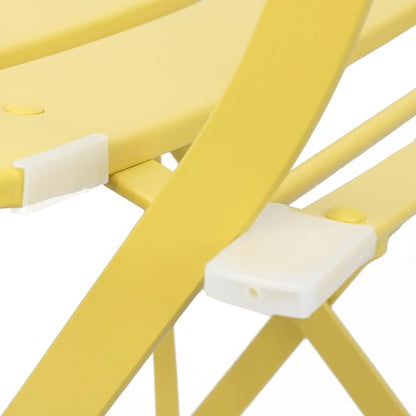 3-Piece Folding Bistro Set, 2 Chairs and 1 Table, Weather-Resistant Outdoor/Indoor Conversation Set with Heavy-Duty Powder-Coated Steel Frame for Patio, Yard, Garden (Yellow)