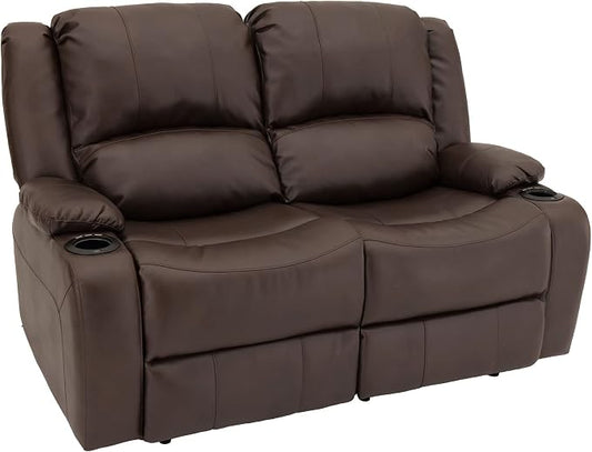RecPro Charles 58" Powered Double RV Wall Hugger Recliner Sofa RV Loveseat with Upgraded 2023 Fabric (Chestnut)