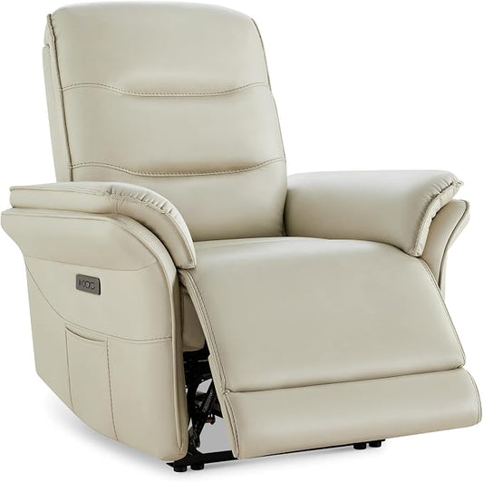 KISLOT Power Recliner Chair with Adjustable Headrest and Footrest, Dual Motor Leather Reclining Chair with USB/Type-C Charging, Zero Gravity Modern Electric Recliner for Adults Living Room Bedroom