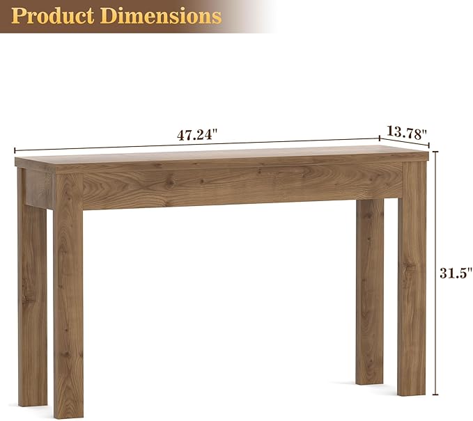 Armocity Console Table, 47" Farmhouse Wood Entryway Table, Sofa Tables Narrow Long Behind Couch, Entry Table for Entrance, Hallway, Living Room, Brown Oak