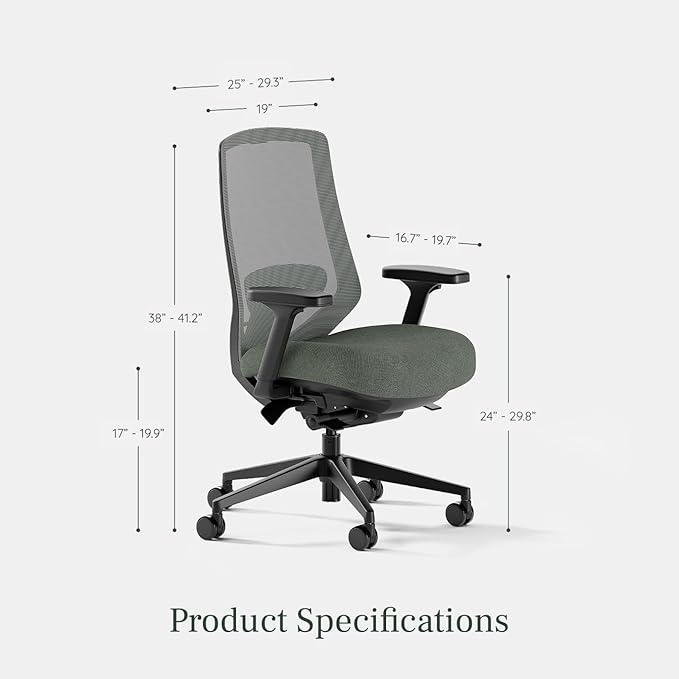 Branch Ergonomic Chair Pro - Mesh Office Chair with 14 Points of Adjustment - Height, Depth & Tilt Adjustable - 5D Armrests - Forward Tilt, Smooth Recline, and Lumbar Support - Everglade
