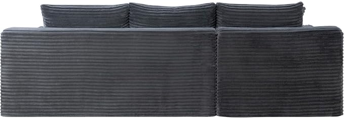 106-Inch Oversized U-Shaped Left Facing Corner Compressed Sofa Modular Boneless Cloud Sectional Sofa Floor Foam Couch W/Chaise & Ottoman, Corduroy Corner Boneless Cloud Couch