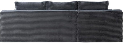 95-Inch U-Shaped Left Facing Corner Compressed Sofa Modular Sectional Boneless Cloud Sofa Floor Foam Couch W/Chaise Lounge & Ottoman, Corduroy Corner Boneless Cloud Couch