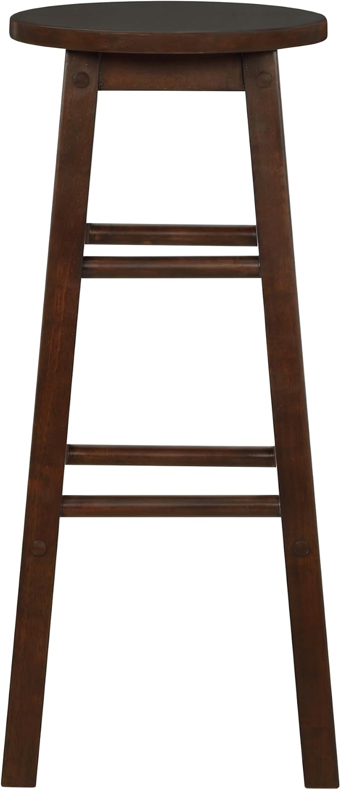 Linon Zeke Walnut Solid Wood Backless Round Barstool with 29 inch Seat Height