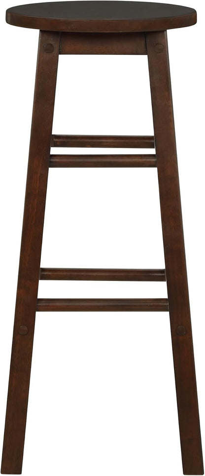 Linon Zeke Walnut Solid Wood Backless Round Barstool with 29 inch Seat Height