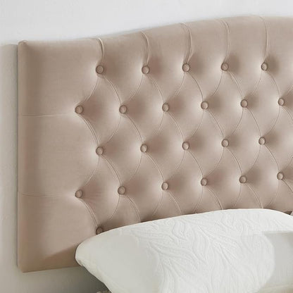 24KF Upholstered Tufted Button Wall Mounted Velvet Headboard,Comfortable Fashional Headboard Queen/Full Size,6058-Q-Taupe