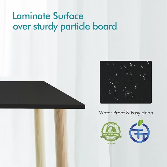 Kaboon 42x20 inches Tabletop, Solid One-Piece Desktop for Sit Stand Desk, Double Desks, L Desk DIY,Wood Countertop Home or Commercial Use,1 inch Thick, Black, 20" D x 42" W