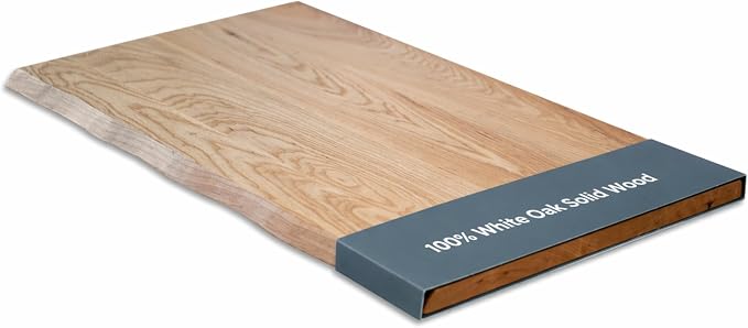 White Oak Solid Wood Table Top - Live Edge Wood Slab for Desktop, Countertop, Laundry, DIY Tabletop, Desk Top - 27" D x 48" W, Fully Finished and Scratch Resistant