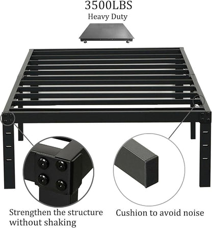Wulanos Twin XL Bed Frames, Heavy Duty Metal Frame with Steel Slats Support, No Box Spring Needed, 16 Inch High Platform with Storage, Non-Slip and Noise-Free