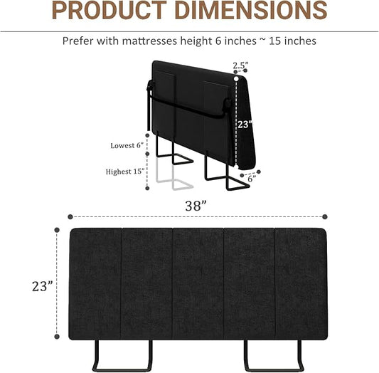 Twin Size Headboard Only-No Assembly, Upholstered Headboard Twin Size Linen Fabric Modern Style Headboards Extra-Thick, Black