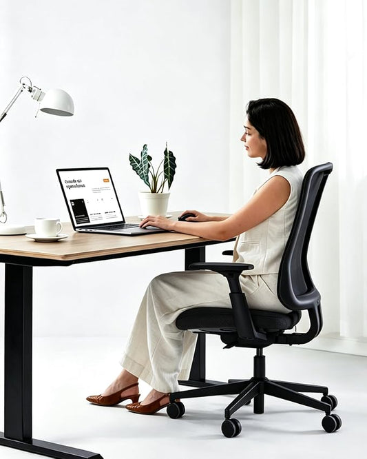 ProtoArc Ergonomic Office Chair – Flexer Mesh Couputer Chair for Women, Foam Sliding Seat, 125° Recline, Home Desk Chairs for Small Spaces, Stylish & Comfortable – Black
