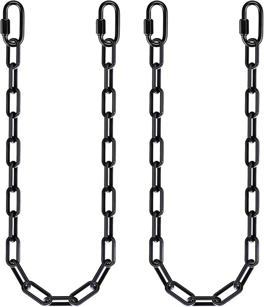 BeneLabel 2Pcs 60" (5ft) Heavy Duty Hanging Chain with Hooks 1000 LBs Capacity Swing Chain Porch Swing Chains Black Coated Chains for Hammock, Swingset, Hanging Chair, Swings Chair, Heavy Bags