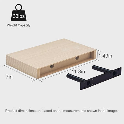 Floating Shelves for Wall, Wall Mounted Shelves Set of 4, 11.8 Inch Hanging Shelf with Invisible Brackets,Oak